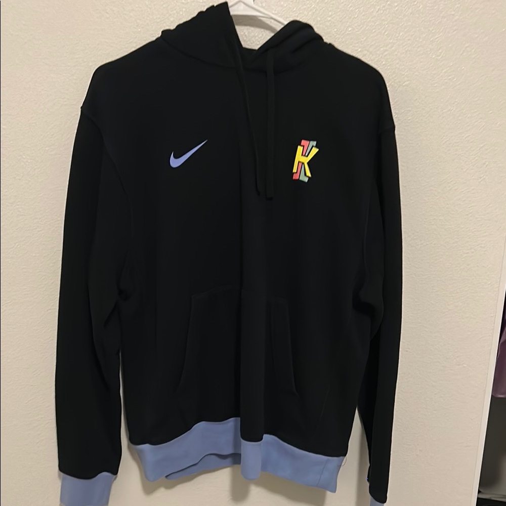 Nike Black and Blue Hooded Sweater with Swoosh Logo